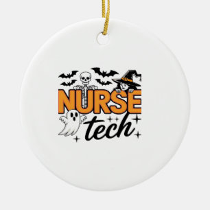 Nurse Tech - Halloween - with skeleton, witch, and Ceramic Ornament