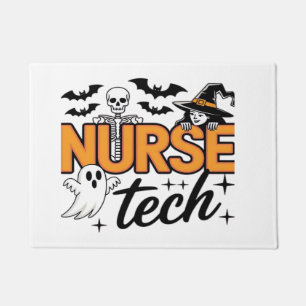 Nurse Tech - Halloween - with skeleton, witch, and Doormat