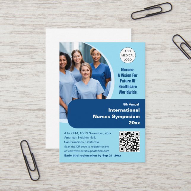 Nurse Technician Caregiver Medical Conference Business Card (Front/Back In Situ)