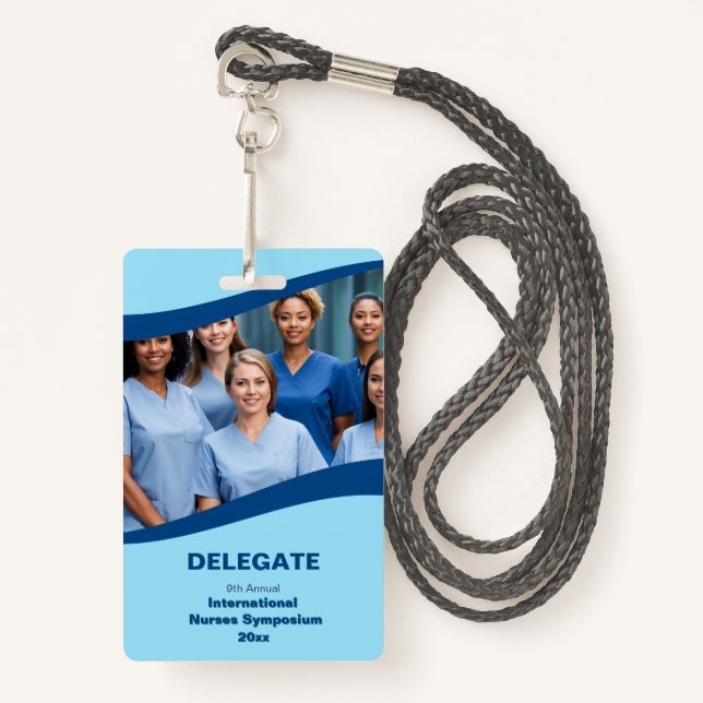 Nurse Technician Caregiver Medical Conference ID Badge (Front with Lanyard)