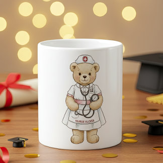 Nurse Teddy Bear Mug – Custom Name Gift for Nurses