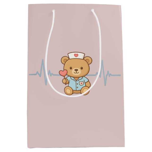 Nurse Teddy Bear Party Gift Bag (Front)