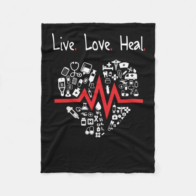 Nurse tee heartbeat - live love heal  Scoop  Fleece Blanket (Front)