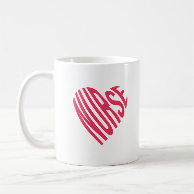 Nurse text in a heart shape coffee mug (Left)