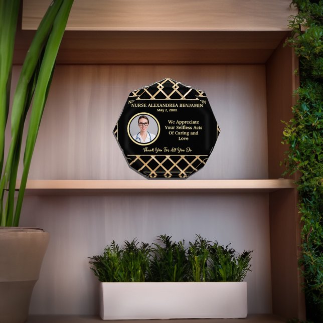 Nurse Thank You Appreciation Gold Personalise  Photo Block (Nurse Thank You Appreciation Gold Personalize Photo Block makes a nice modern elegant gift. )