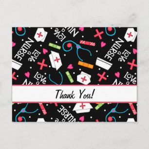 Nurse Thank You Black Medical Personalise Postcard