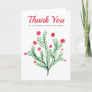 Nurse Thank You Watercolor Floral Card