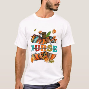 Nurse Thankful Grateful Blessed Pumpkin Leopard T-Shirt
