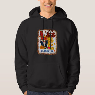 Nurse Thanksgiving Autumn Fall Turkey Bleached Hoodie