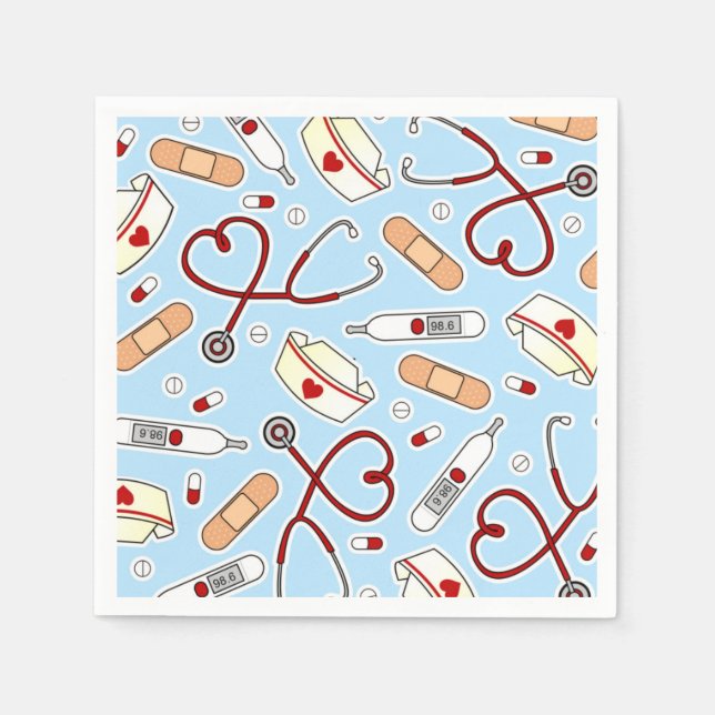 Nurse Theme Napkins Blue (Front)