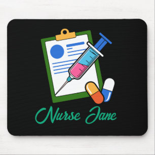 Nurse Tickler Syringe Medicine Personalised Name Mouse Pad