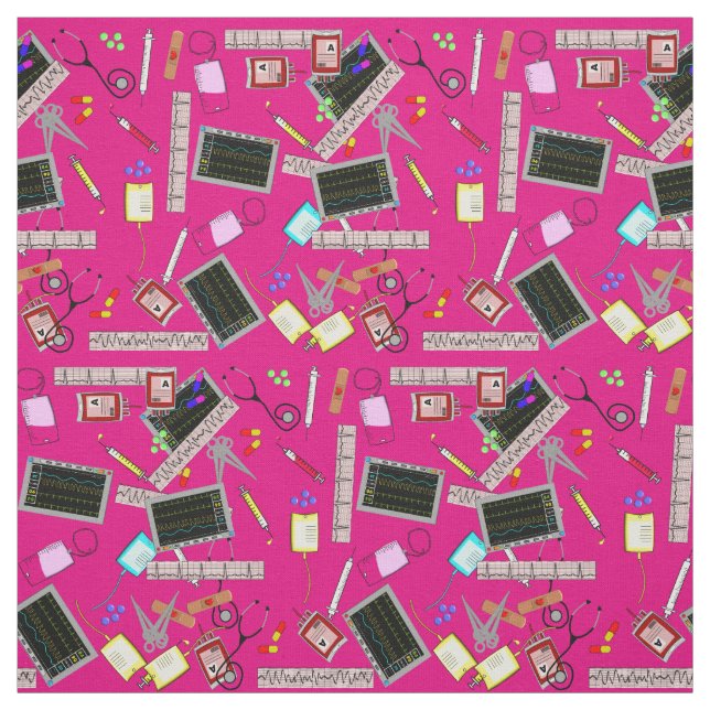 Nurse Tools Fabric Bright Pink (Swatch)