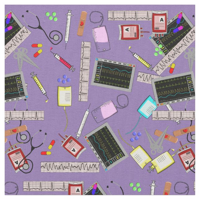 Nurse Tools Fabric Bright Purple (Close Up)