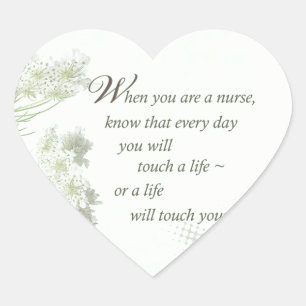 Nurse Touch a Life With Wild Flowers Heart Sticker
