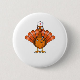 Nurse Turkey Funny Thanksgiving Feast Day For Men  6 Cm Round Badge