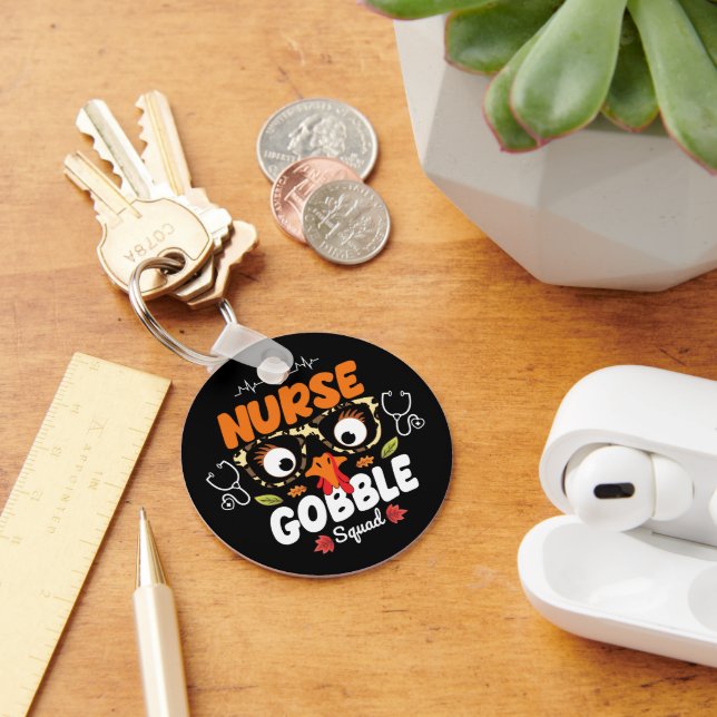 Nurse Turkey Gobble Squad Thanksgiving Nursing Key Ring (Desk)