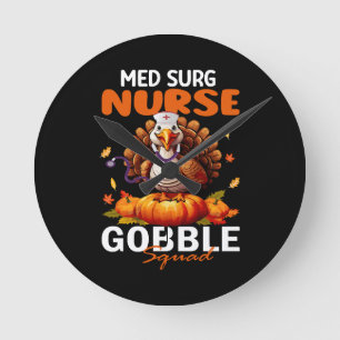 Nurse Turkey Matching MED SURG Gobble Squad  Round Clock