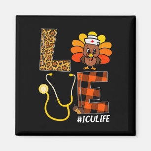 Nurse Turkey Thanksgiving Day Love Nurse Life Fall Magnet