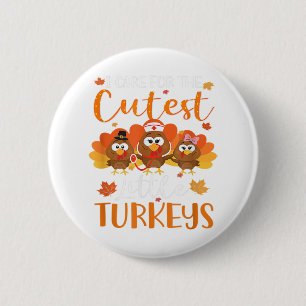 Nurse Turkey Thanksgiving Nurse Day Womens 6 Cm Round Badge