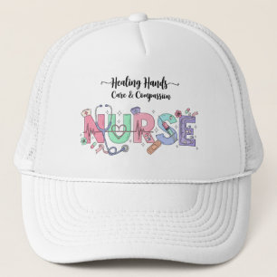 Nurse Typography with Stethoscope Medical Icons  Trucker Hat