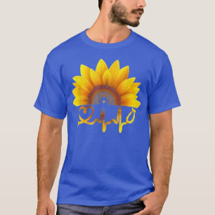 Nurse Uniform Stethoscope Heartbeat Sunflower Spri T-Shirt