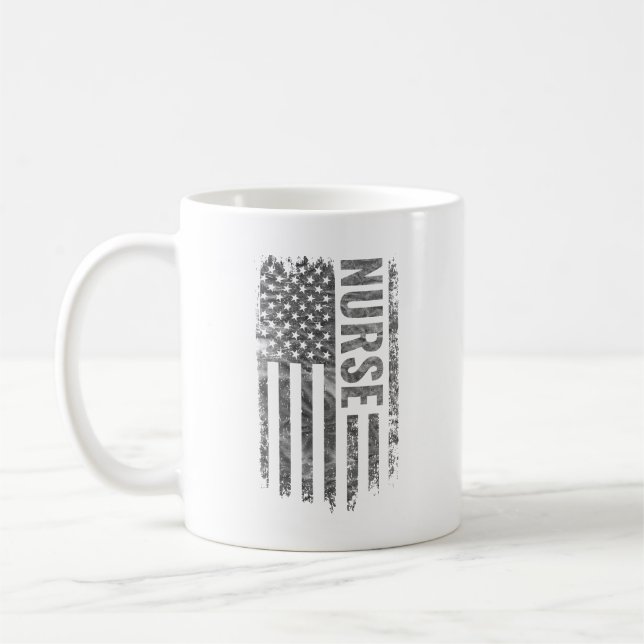 Nurse USA Flag Distressed design Coffee Mug (Left)