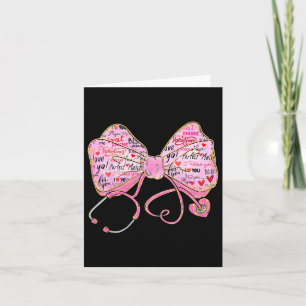 Nurse Valentine Day 2025 Coquette Stethoscope Bow Card
