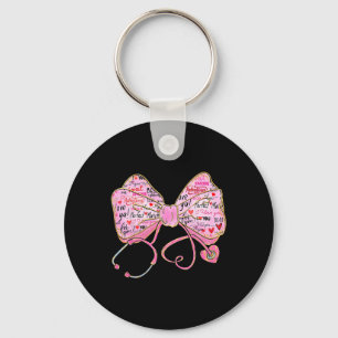 Nurse Valentine Day 2025 Coquette Stethoscope Bow Key Ring