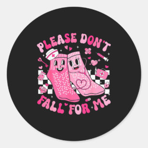 Nurse Valentine Non Slip Socks Please Dont Fall Fo Classic Round Sticker