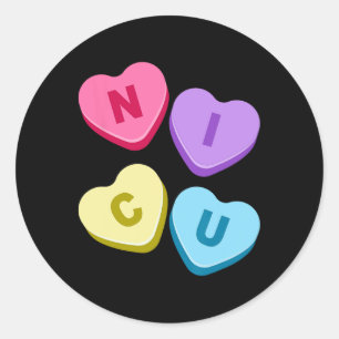 Nurse Valentines Day - Candy Valentine Hearts Nicu Classic Round Sticker
