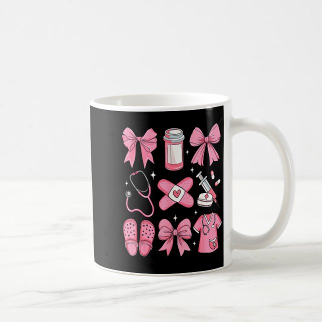 Nurse Valentines Day Coquette Bow Valentine Nurse  Coffee Mug (Right)
