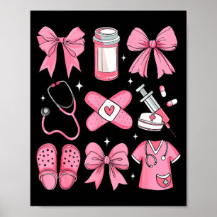 Nurse Valentines Day Coquette Bow Valentine Nurse  Poster