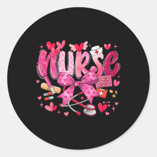 Nurse Valentines Day Cute Coquette Stethoscope Nur Classic Round Sticker