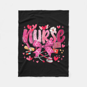 Nurse Valentines Day Cute Coquette Stethoscope Nur Fleece Blanket