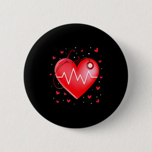 Nurse Valentines Day Heart Stethoscope 2 _1 6 Cm Round Badge