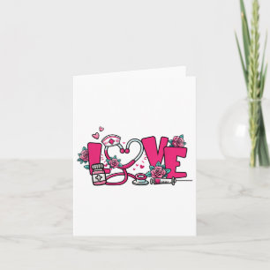 Nurse Valentines Day Love Heart Stethoscope Women Card