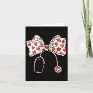 Nurse Valentines Day Stethoscope Heart Bow Women Card