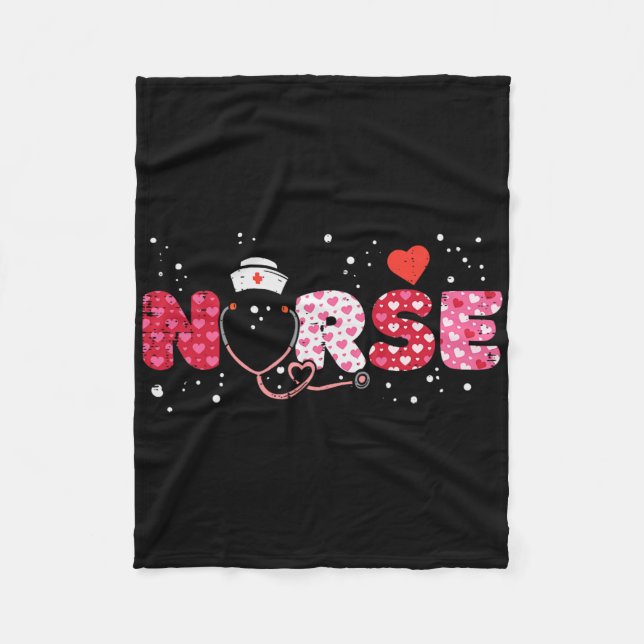 Nurse Valentines Day Valentine Scrub Top Women Scr Fleece Blanket (Front)