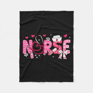 Nurse Valentines Day Valentine Scrub Top Women Scr Fleece Blanket