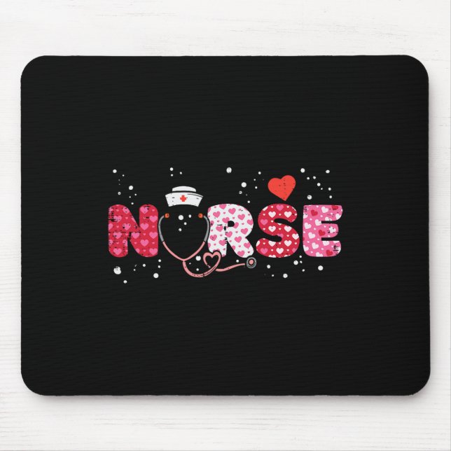Nurse Valentines Day Valentine Scrub Top Women Scr Mouse Pad (Front)