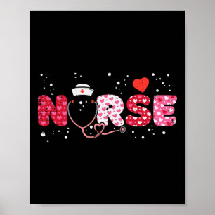 Nurse Valentines Day Valentine Scrub Top Women Scr Poster