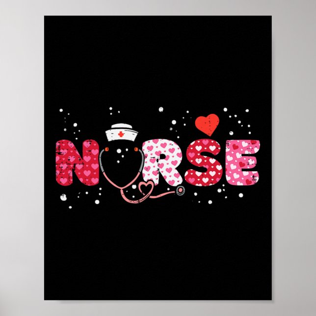 Nurse Valentines Day Valentine Scrub Top Women Scr Poster (Front)