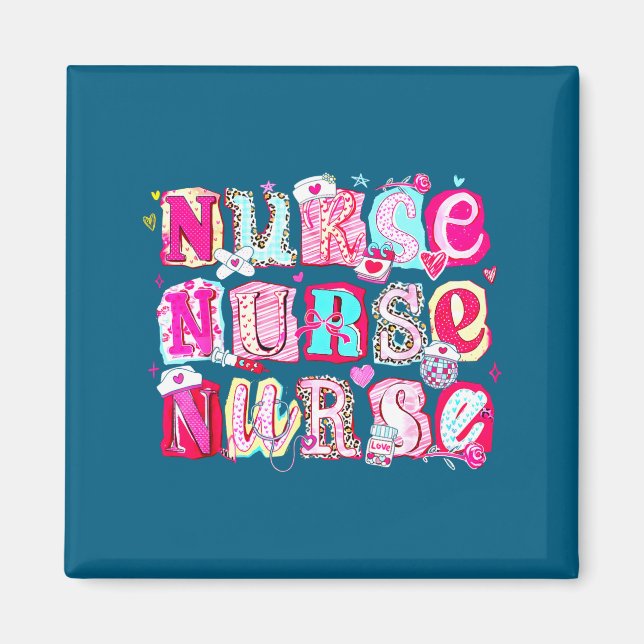 Nurse Valentines Stethoscope Valentine Nursing Gir Magnet (Front)
