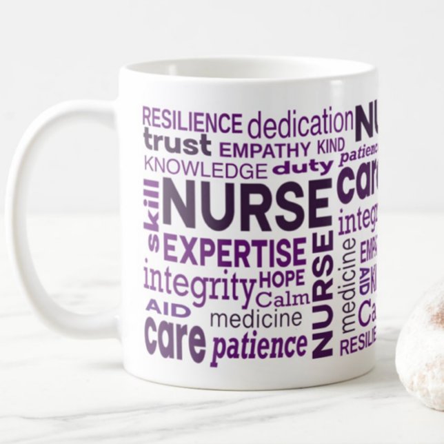 Nurse Values Purple Typography Appreciation Coffee Mug (Creator Uploaded)