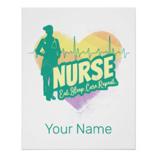 Nurse Vintage Design with Heartbeat Motif Poster