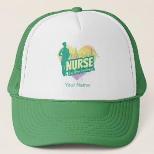 Nurse Vintage Design with Heartbeat Motif Trucker Hat