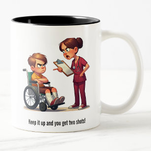 Nurse vs Spoiled Brat Showdown Two-Tone Coffee Mug