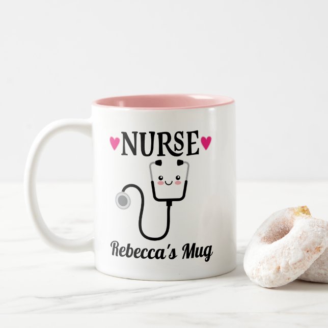 Nurse Week Appreciation Gift Two-Tone Coffee Mug (With Donut)