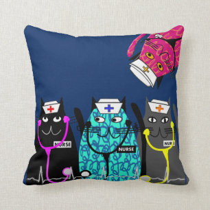 Nurse Whimsical Cat Pillow #15