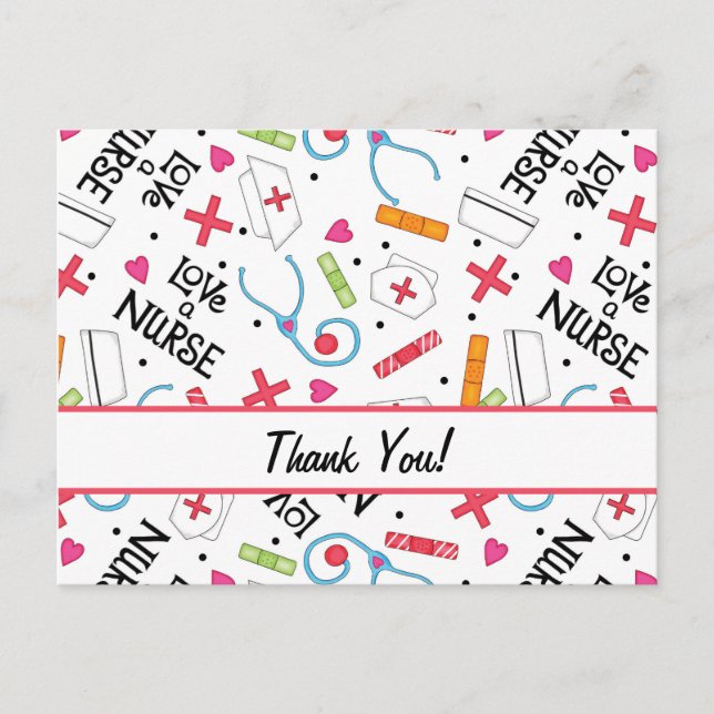 Nurse White Thank You Customisable Postcard (Front)